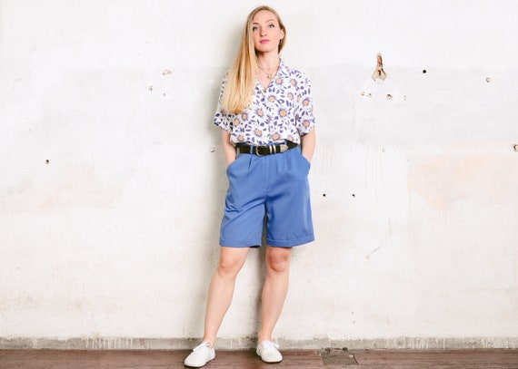 90s Women Summer Shorts . Blue Shorts 