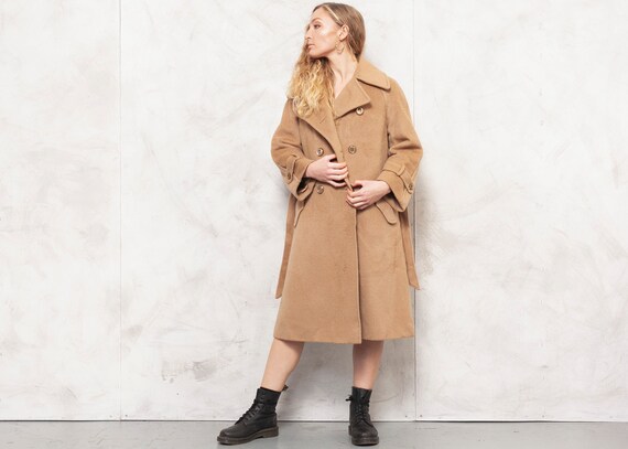 70s Wool Coat Brown Coat Oversized Camel Coat Mini