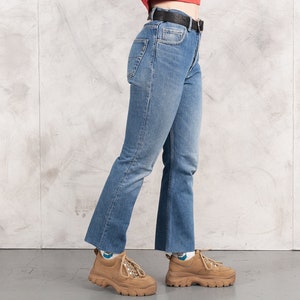 90s Straight Leg Jeans . Vintage Slim Fit Denim Pants Cropped Wide Leg Jeans Mid Rise Jeans 1990s Vintage Jeans Women . size W32 Medium image 5