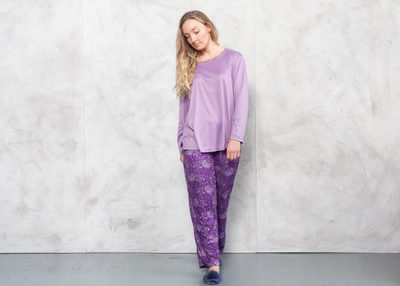 Vintage 90s Pajama Set Purple . Vintage PJs Women… - image 1