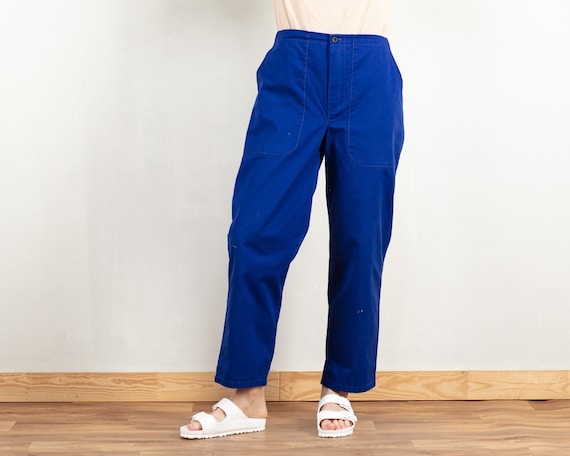 Mujeres Pantalones de trabajo vintage 90s ropa de trabajo azul