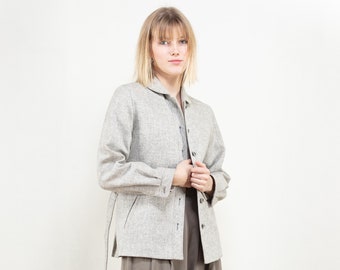 Grey Wool Blazer Jacket vintage 80s casual jacket office blazer casual long bold jacket new wool vintage women clothing size medium