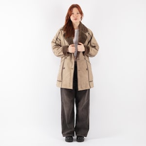 80&#39;s Beige Sheepskin Coat, Size L Vintage Sheepskin Coat, Retro Winter Overcoat, Boho Western Hippie Apparel, Rugged Coat, NorthernGirlStore
