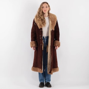 Penny Lane Sheepskin Coat 70s, Size Large L Afghan Coat, Boho Style Brown Overcoat, Vintage Women Outerwear, Vintage Fur Coat, Yellowstone