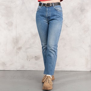 90s Straight Leg Jeans . Vintage Slim Fit Denim Pants Cropped Wide Leg Jeans Mid Rise Jeans 1990s Vintage Jeans Women . size W32 Medium image 9