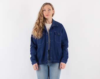 80s Vintage Blue Cotton Chore Jacket, Size L