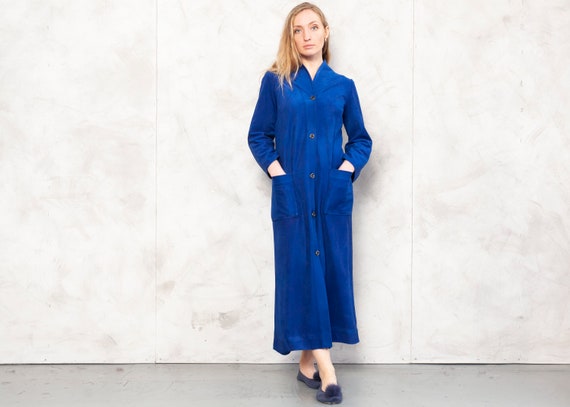 Blue Velvet Robe vintage 90s morning robe women b… - image 3