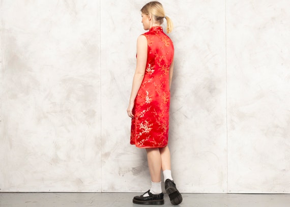 Midi Chinese Dress Vintage 90s Women Oriental Dre… - image 5