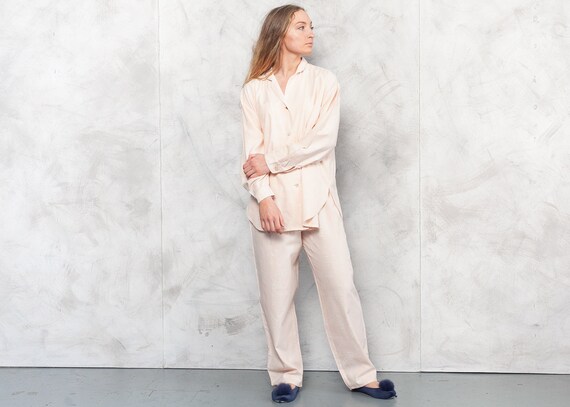 Vintage 90s Pastel Peach Pajama Set . Vintage PJs
