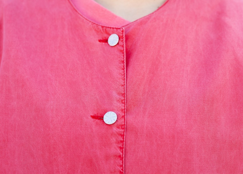 90s Womens Red Bomber Jacket . Lightweight Autumn Jacket Vintage Outerwear Button Up Jacket 1990s Clothing Girlfriend Wear . size Medium image 7