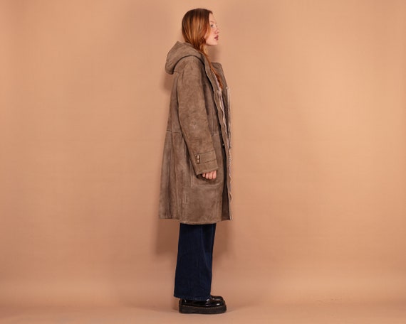 Hooded Sheepskin Coat 70's, Size Large, Vintage S… - image 2