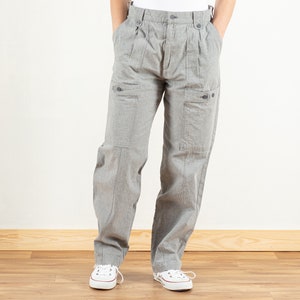 Grey Cargo Pants women vintage 90s trousers cargo pants unisex pants worker minimalist high waist pants vintage clothing size medium image 1