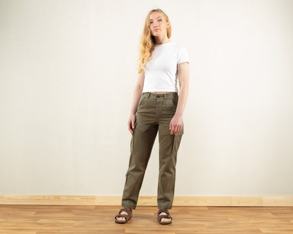 70s Military Pants Women Fatigues Khaki Green Cargo Trousers Pleated Army  Pants High Waist Straight Leg Utility Pants Size Small -  Canada