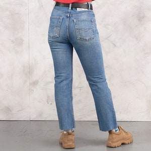 90s Straight Leg Jeans . Vintage Slim Fit Denim Pants Cropped Wide Leg Jeans Mid Rise Jeans 1990s Vintage Jeans Women . size W32 Medium image 6
