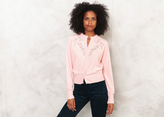 50s Beaded Cardigan Pearl Embroidered 