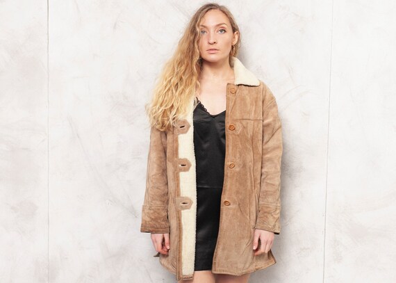 90s Sherpa Jacket Brown Suede Jacket H&M Jacket Lo