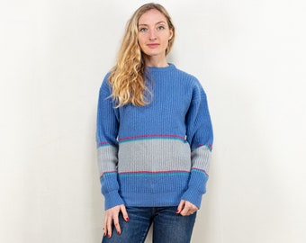 Shetland Wool Sweater vintage 90's apres ski blue wool pullover crew neck sweater cottagecore women jumper sustainable kappahl size small