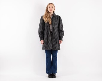 80s Gray Sheepskin Shearling Overcoat, Vintage Outerwear, Size L