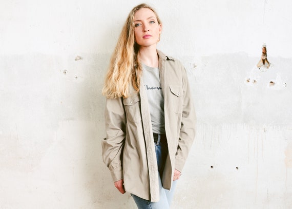 90s Beige Corduroy Shirt . Unisex Cord Shirt Vinta