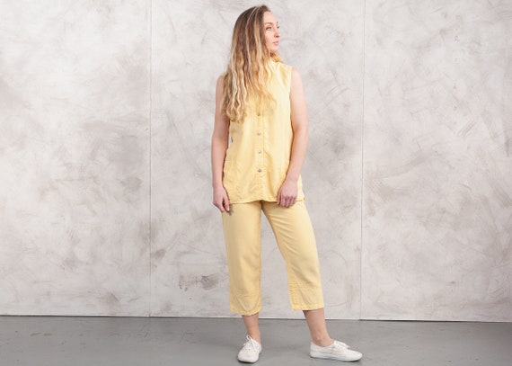 Vintage 80s Women Yellow Suit . Vintage Vacation T