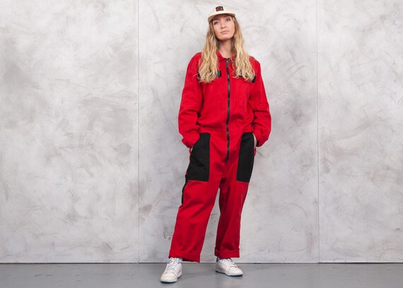 Vintage Red Oversized Jumpsuit Vintage 90s Red Ca