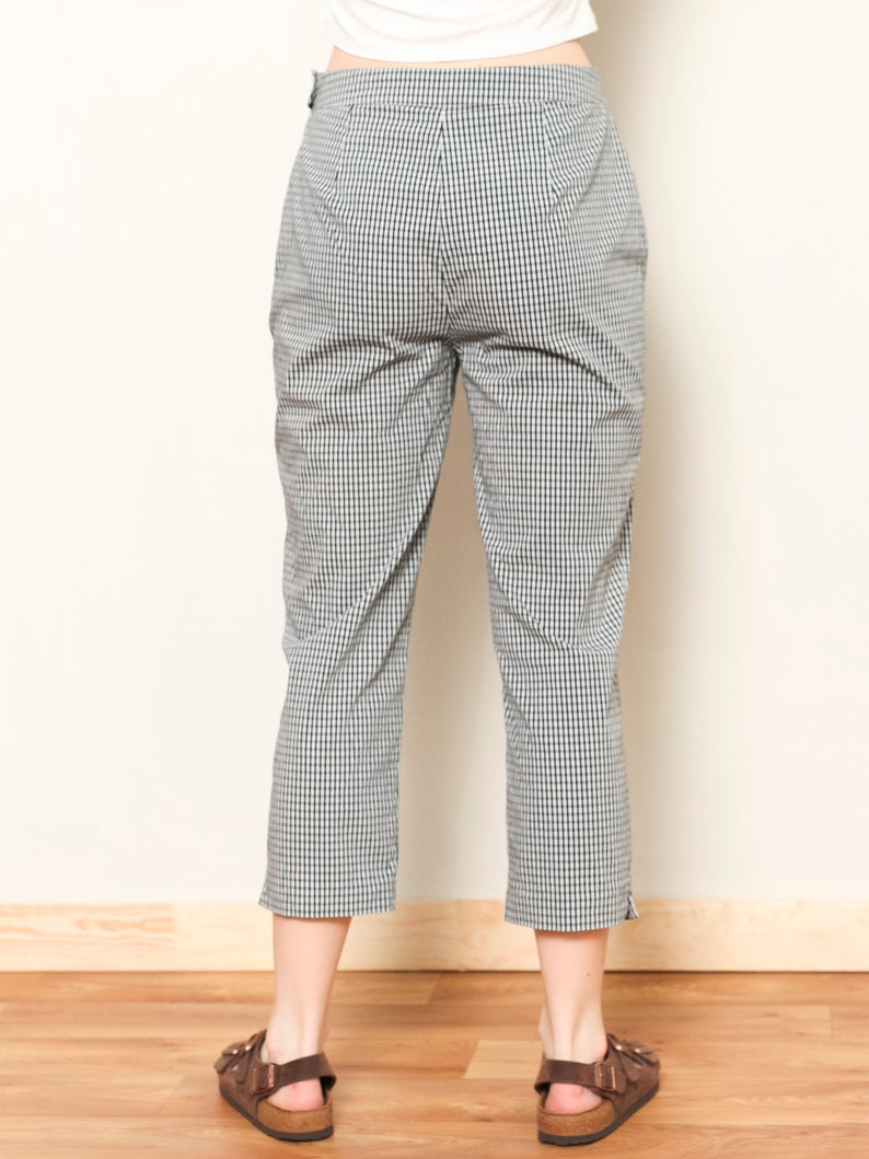 Plaid Summer Pants women vintage 80s checkered pants lightweight ankle trousers preppy trousers pants women clothing size small image 4