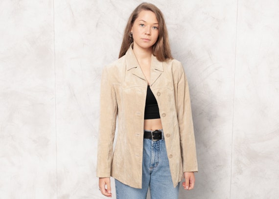 Vintage 80s Light Brown Suede Blazer Vintage Women