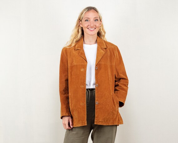 Burnt Orange Suede Jacket Women 90s 