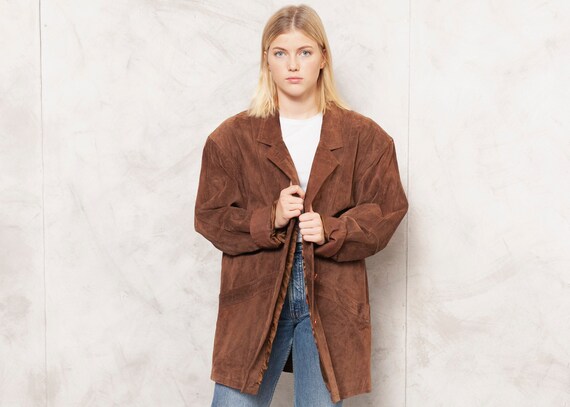 90s Suede Jacket Vintage 1990s Brown Suede Blazer