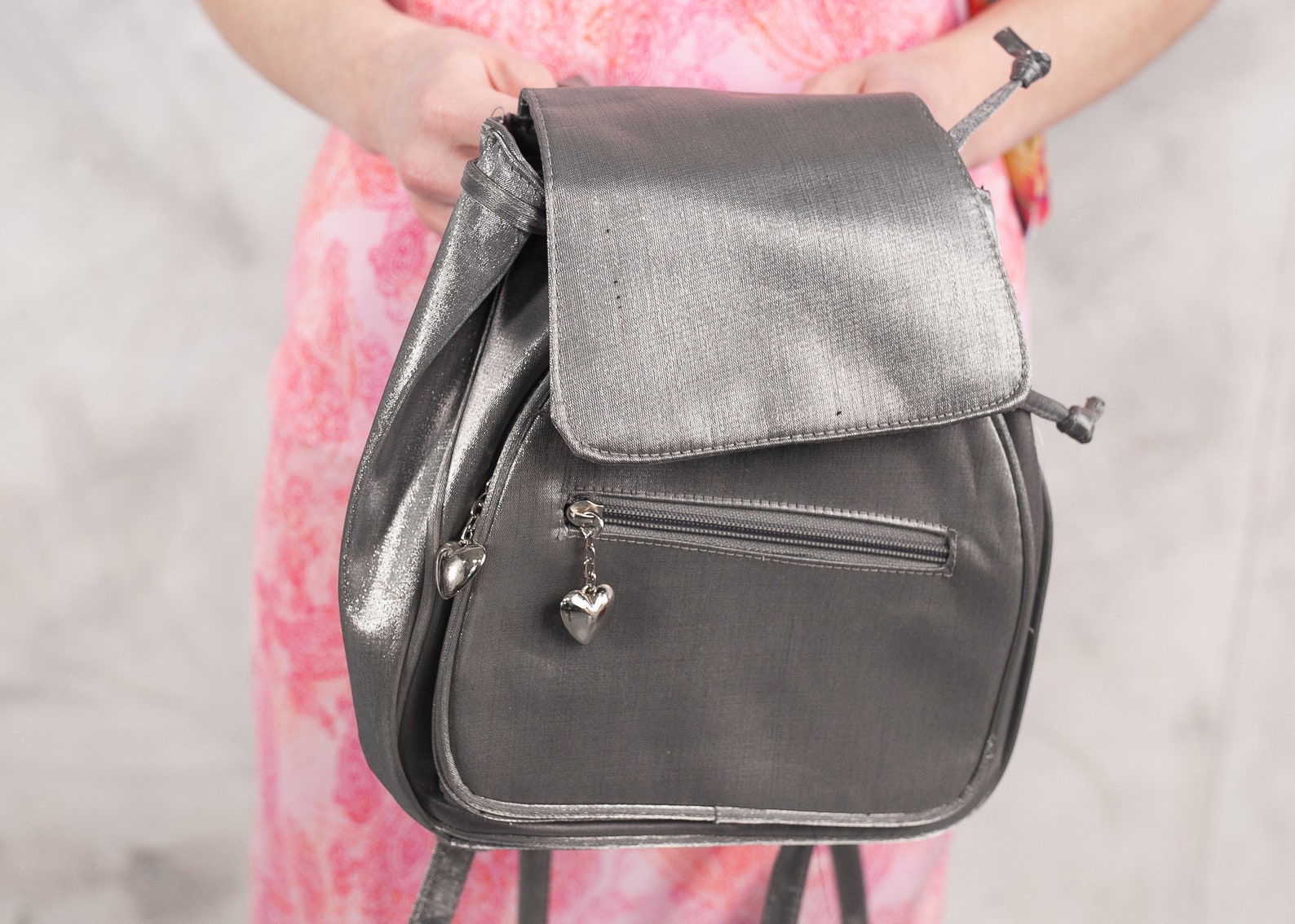 Y2K Vintage Mini Backpack . Silver Shiny Mini Backpack 2000s Etsy