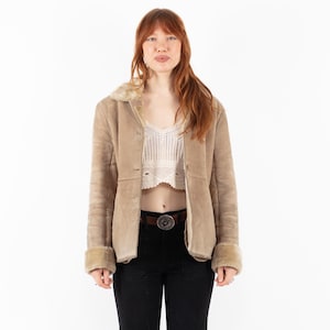 Suede Sherpa Jacket 90&#39;s, Size M/L Vintage Suede Jacket, Ranch Jacket, Vintage Boho, Western Ranch Wear, NorthernGirlStore, Distressed