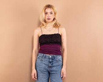 90s Vintage Y2K Lace Crop Top, Urban Streetwear, Größe XS