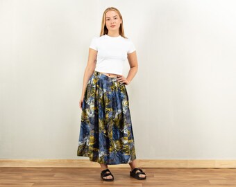 Boho Summer Skirt women vintage 80s maxi artist summer skirt abstract bohemian skirt gift idea women clothing size large