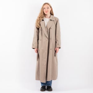 70s Belted Trench Coat, Size Large Vintage Trench Coat, Double Breasted Office Coat, Commuter Wear, Retro Trench, Vintage Minimalist Style