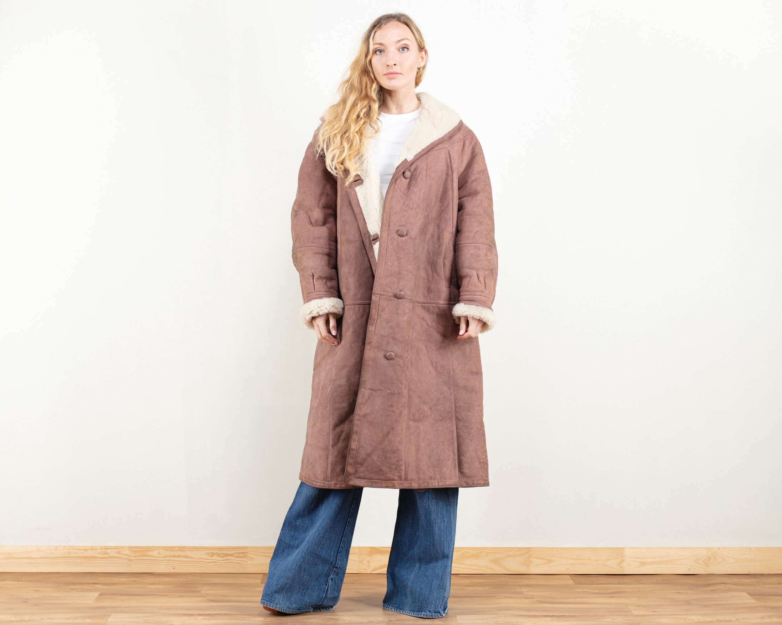 Sheepskin Shearling Coat Taupe 
