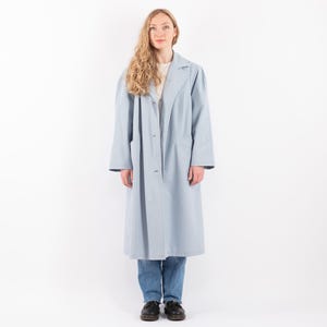 90s Vintage Blue Trench Coat, Size L/XL Vintage Trench Coat, Office Style Coat, Commuter Wear, Retro Trench Coat, Minimalist Academia Style