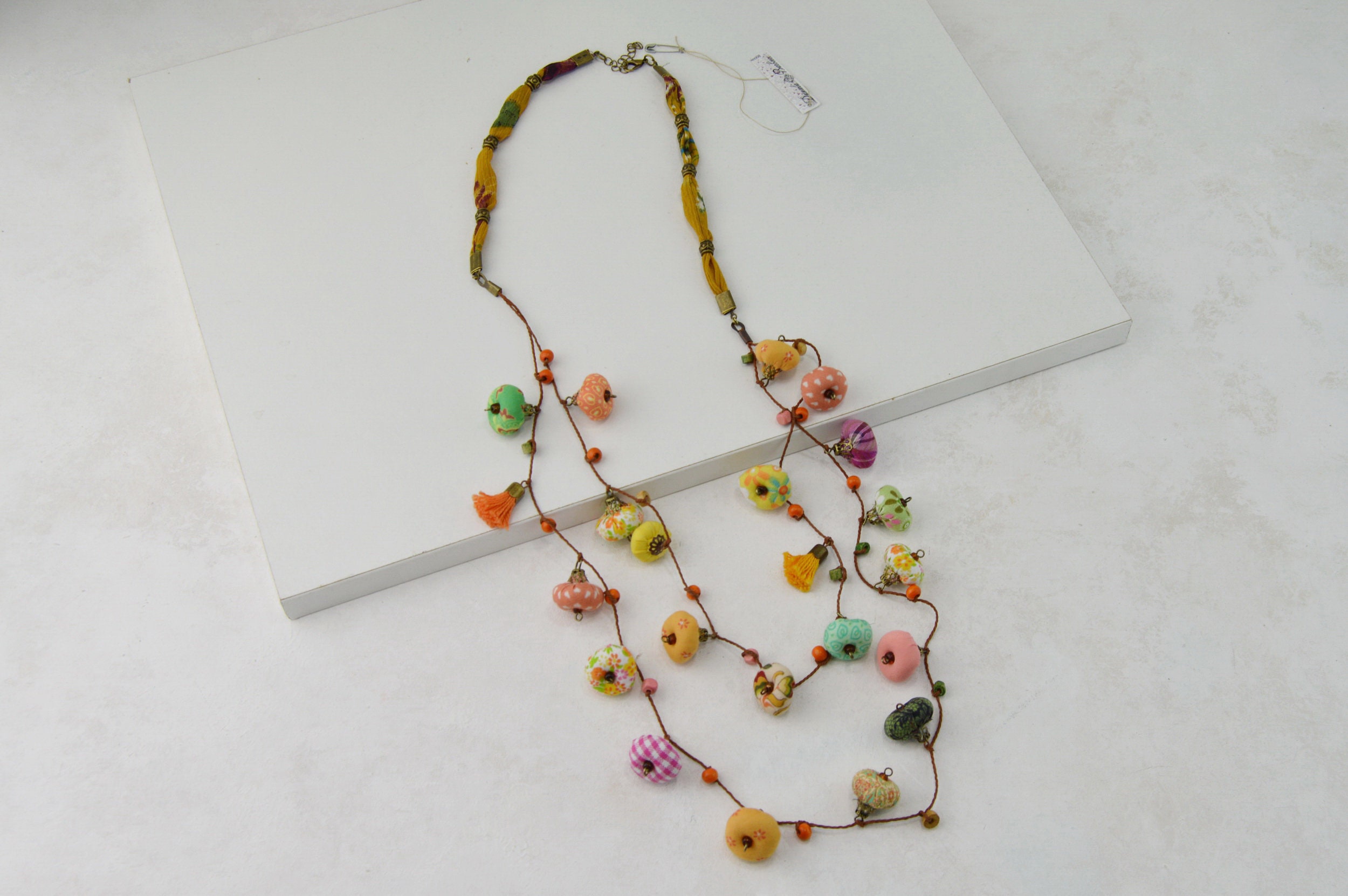 Multicolor Beaded Long Necklace, Multicolor Long Necklace, Multicolored
