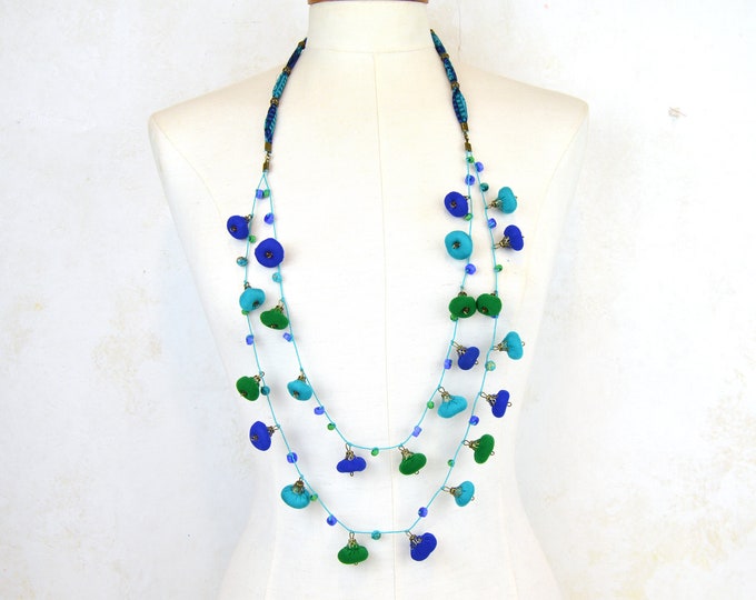 rainbow necklace long statement, very cheerful Mexican style bead necklace, colorful bohochic style necklace, exclusive bohemian style