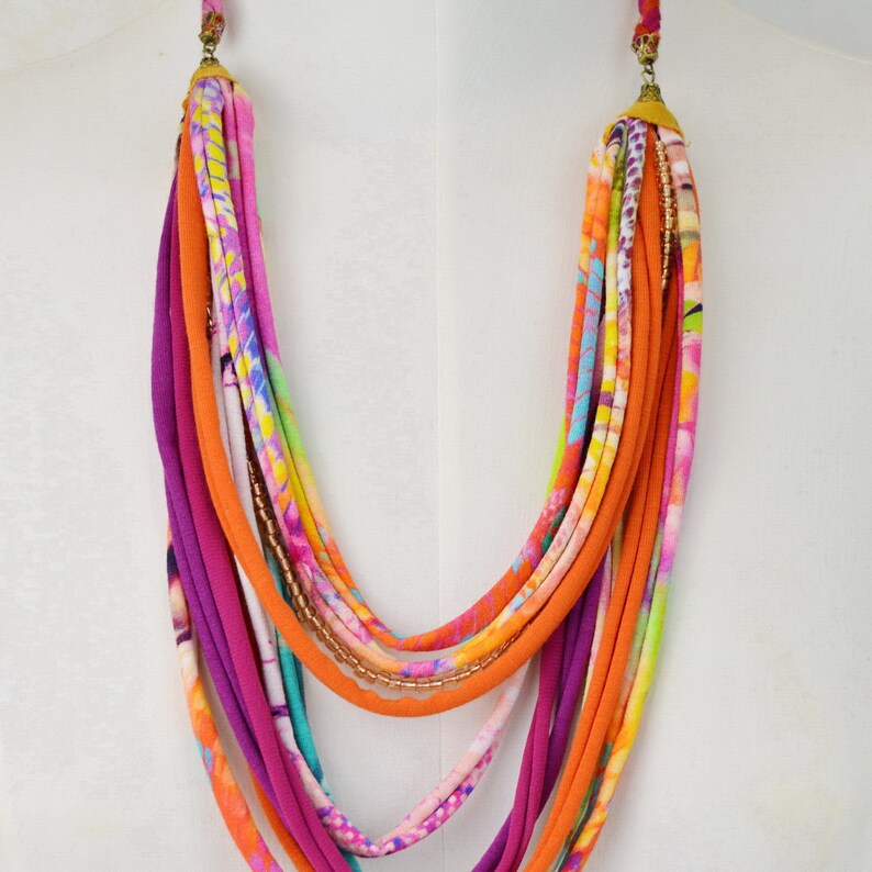 rope necklace handmade jewelry boho necklace necklace necklace handmade necklace boho chic necklace fabric textile necklace fabric