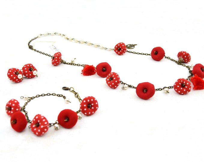 Bohemian cloth jewelry set, vintage style cloth jewelry set, multicolor jewelry set