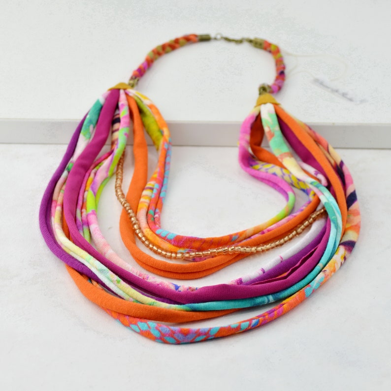 rope necklace handmade jewelry boho necklace necklace necklace handmade necklace boho chic necklace fabric textile necklace fabric