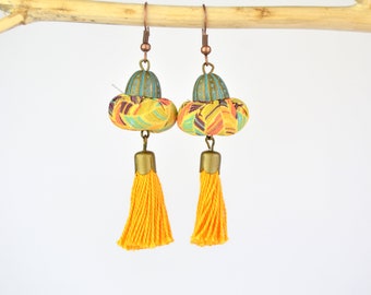 Pendientes bohemios full color, pendientes estilo boho hechos a mano de colores, originales pendientes artesanales