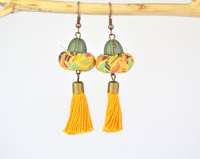 Pendientes bohemios full color, pendientes estilo boho hechos a mano de colores, originales pendientes artesanales