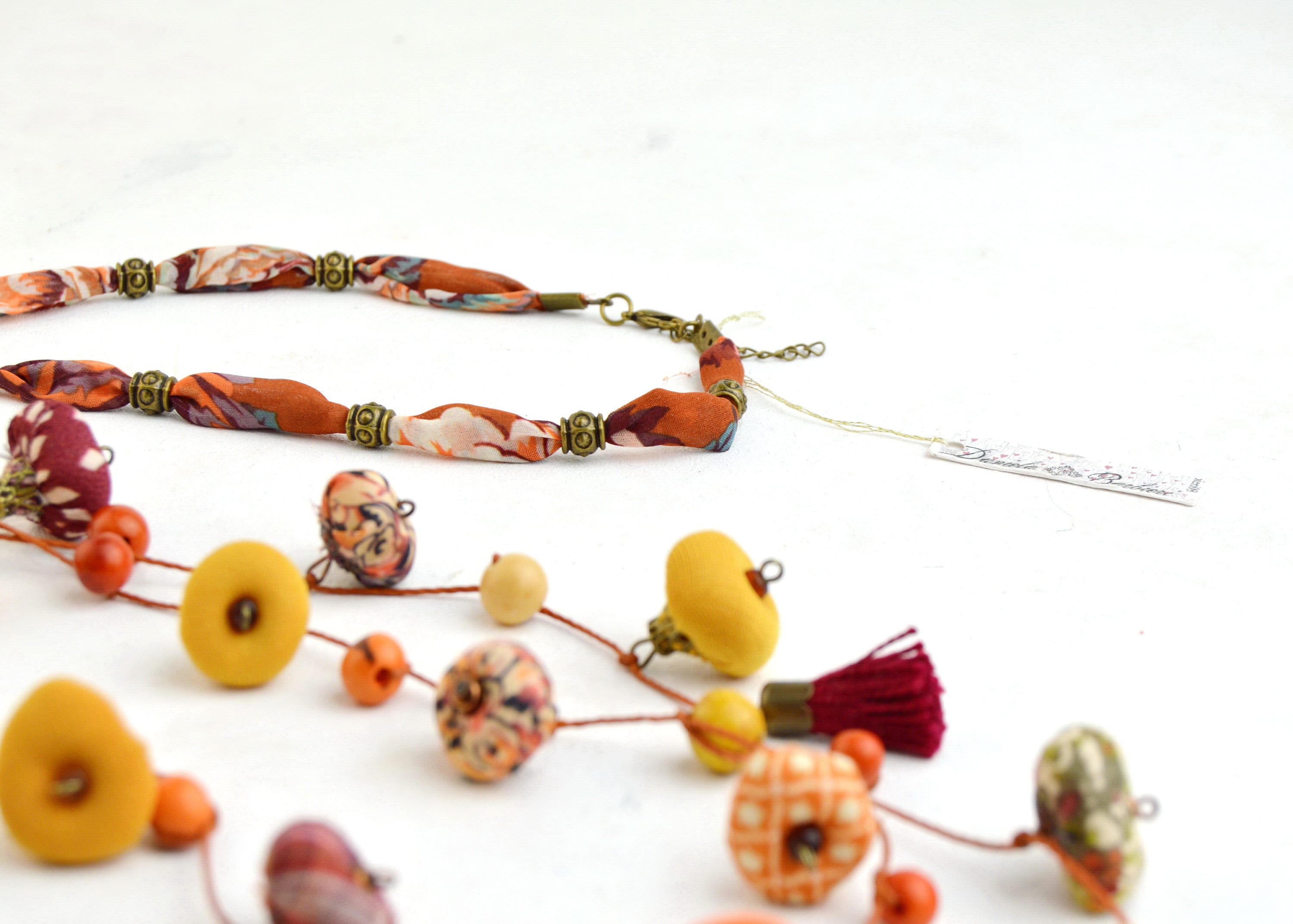 Necklace Fabric Necklace Handmade Necklace Boho Chic Boho Etsy
