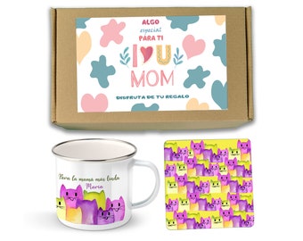 Personalized mother's day mug and coaster, mother's day gift box, original gift for her