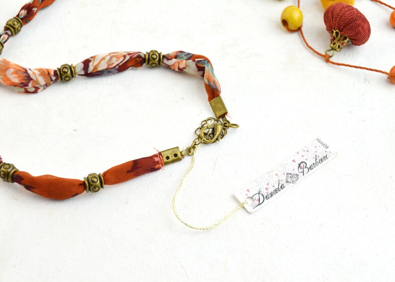 Necklace Fabric Necklace Handmade Necklace Boho Chic Boho Etsy
