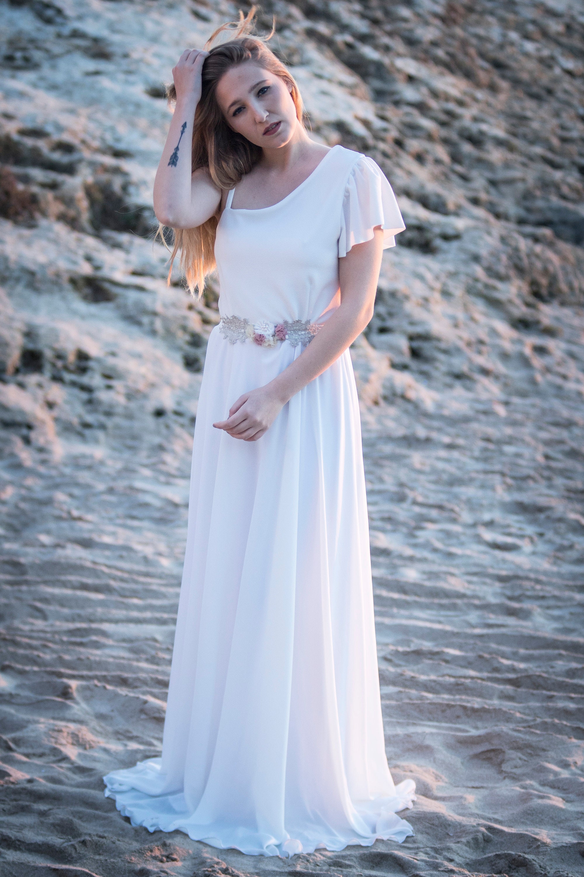 Boho Chic White Twilight Wedding Dress Hippie Chic Wedding Dress