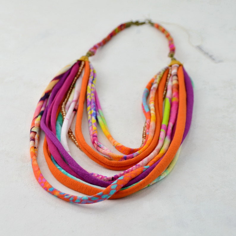 rope necklace handmade jewelry boho necklace necklace necklace handmade necklace boho chic necklace fabric textile necklace fabric