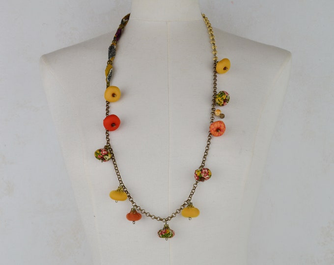 necklace fabric, necklace handmade, necklace boho chic, boho necklace, rope necklace handmade jewelry, textile necklace fabric, necklace