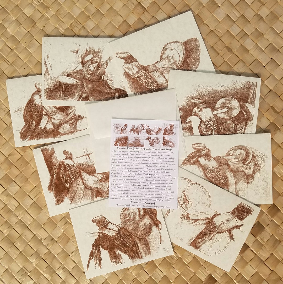 Hawaiian Tree Saddle Risograph Print Note Card Set Etsy UK